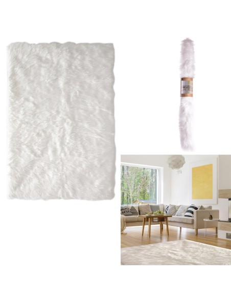 Tapis imitation fourrure ecru 115x170cm