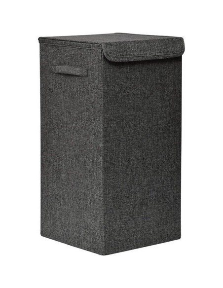 Paniere a linge pliable tissu polyester mdf   gris chine