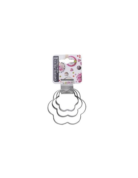 Set de 3 emporte pieces fleur inox