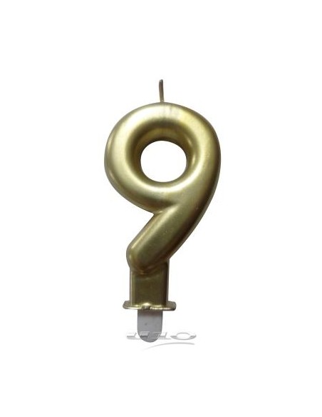 Bougie anniversaire chiffre 9 avec support 