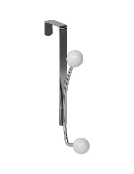 Patere metal 2 crochets   chrome blanc