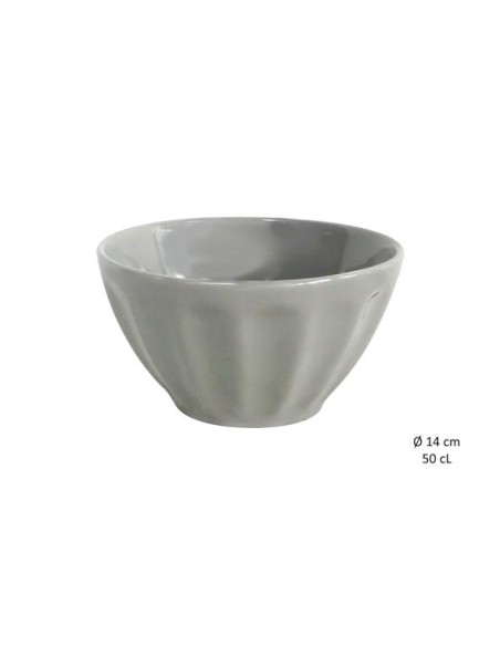Bol cannele gris clair 50cl gres