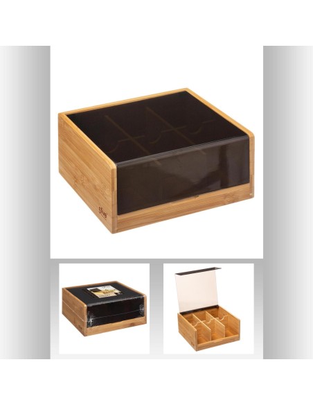 Boite the 6comp blackbamboo L. 21,8 x P. 21 x H. 10 cm