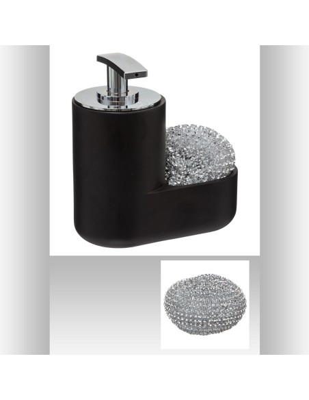 Distri savon polyres 0,3l noir L. 14,5 x P. 7,6 x H. 15 cm