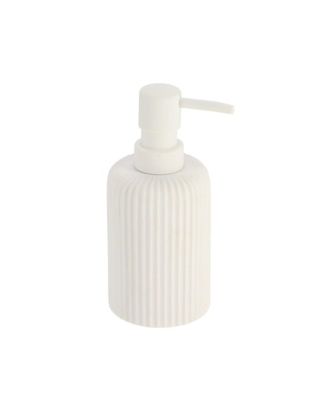 Distributeur a savon arrondi strie polyresine   blanc