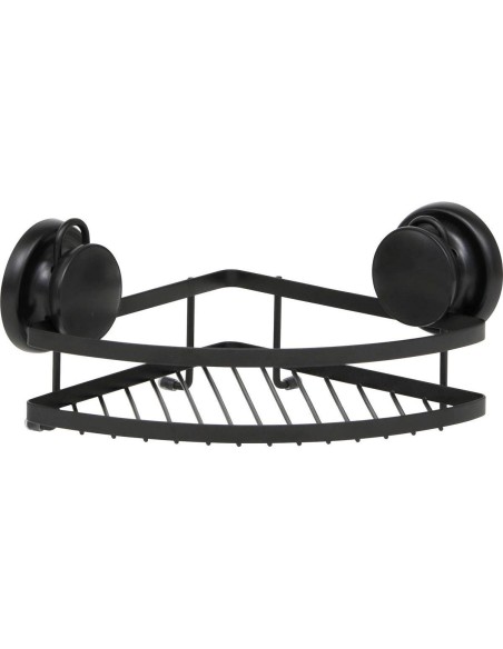 Etagere d'angle metal sur ventouses   noir
