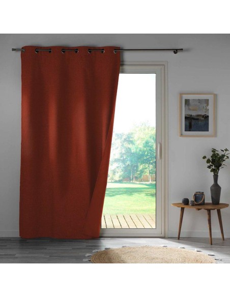 Rideau a oeillets 140 x 260 cm 100% occultant microfibre unie obscure terracotta