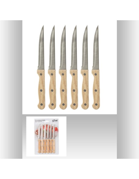 Couteau a steak bois x6