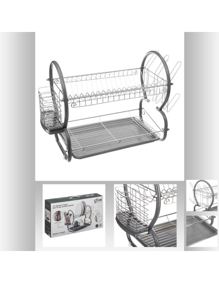Egouttoir 2niv pp met chrome o L. 54 x P. 24 x H. 38,5 cm