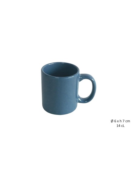 Tasse cafe droite bleu canard 14cl gres