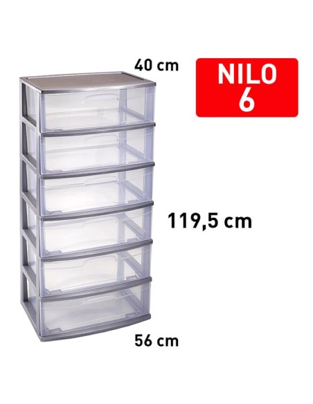 Bloc de rangement nilo 6 tiroirs argent