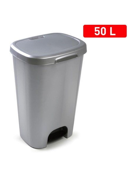 Poubelle avec pedale color 50l argent