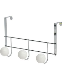 Patere metal 3 boules resine blanche gros diametre   chrome blanc