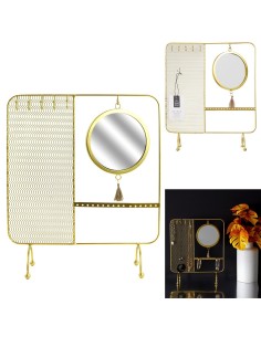 Porte bijoux miroir filaire metal 35.5x30x10cm