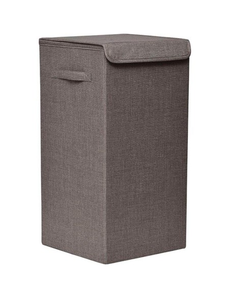 Paniere a linge pliable tissu polyester mdf   taupe chine