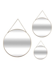Miroir rond met chaine x3 or