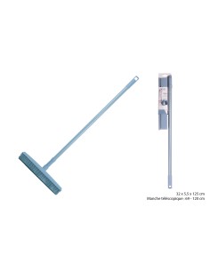 Balai caoutchouc bleu   manche