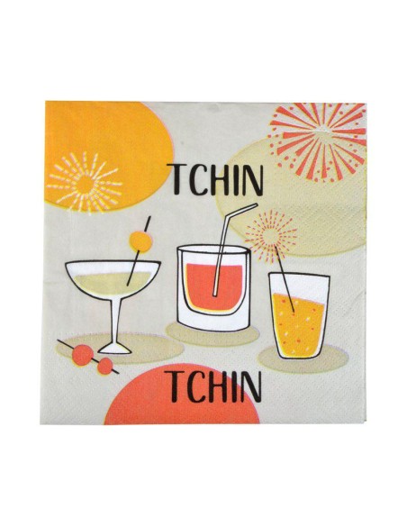 Set de 20 serviettes en papier 3 plis 33 33cm tchin tchin