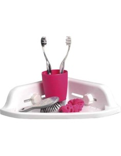 Etagere d angle pp sur ventouses   blanc