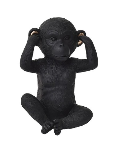 Singe de la sagesse en resine version ouie   noir or