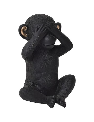 Singe de la sagesse en resine version vue   noir or