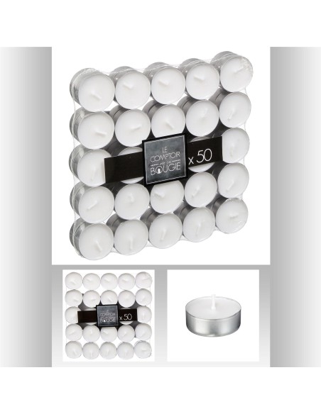Bougie cp blanc carton x50 D. 3,7 x H. 1,8 cm