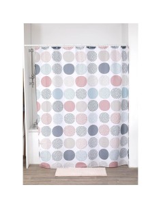 Rideau de douche polyester imprime 180x200cm  12 anneaux pp blanc   gaia