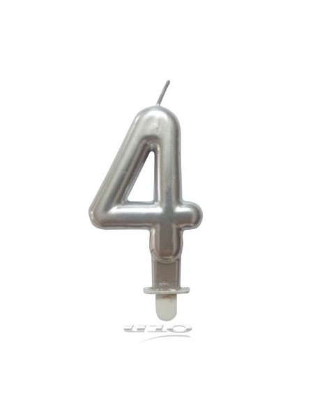 Bougie anniversaire chiffre 4 avec support