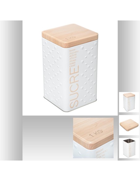 Boite sucre scandi nat br6 L. 10,5 x P. 10,5 x H. 18,5 cm