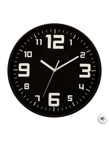 Horloge plastique noir diam.   30 cm