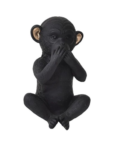 Singe de la sagesse en resine version parole   noir or