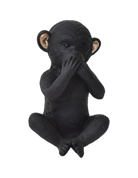 Singe de la sagesse en resine version parole   noir or