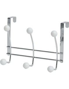 Patere metal 6 crochets   chrome blanc