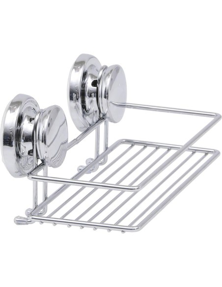 Panier rectangulaire metal sur ventouses   chrome