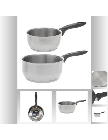 Casseroles inox x2 d14, 18cm L. 19,5 x P. 12 x H. 36 cm