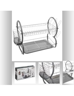 Egouttoir 2niv pp met chrome o L. 54 x P. 24 x H. 38,5 cm