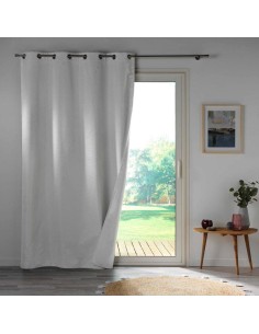 Rideau a oeillets 140 x 260 cm 100% occultant microfibre unie obscure blanc