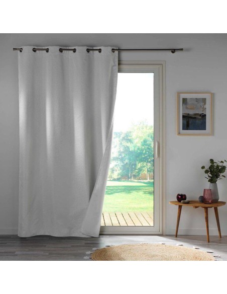 Rideau a oeillets 140 x 260 cm 100% occultant microfibre unie obscure blanc