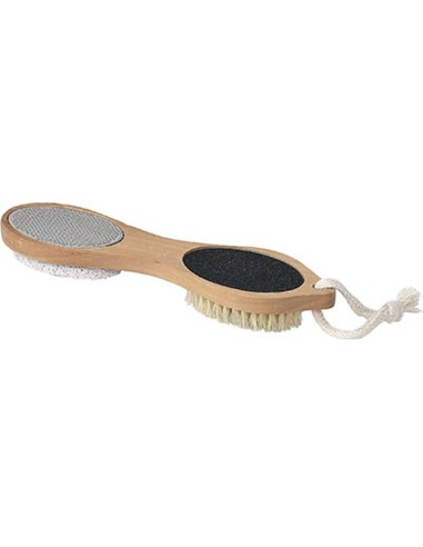 Brosse bois pour soins des pieds 4 fonctions   naturel