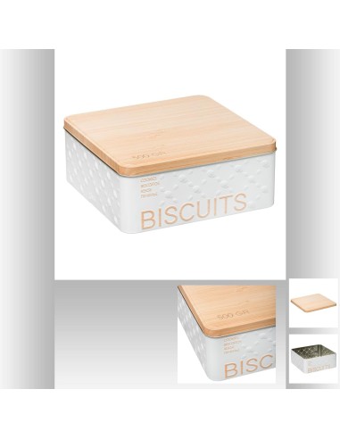 Boite biscuit scandi  L. 19,5 x P. 19,5 x H. 8 cm