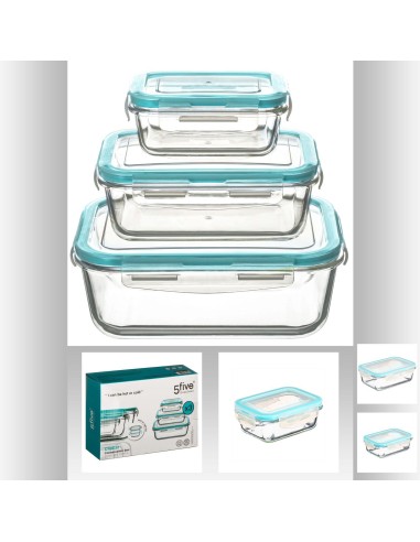 Boite rect verre x3 clipeat gm L. 23,5 x P. 17 x H. 9 cm