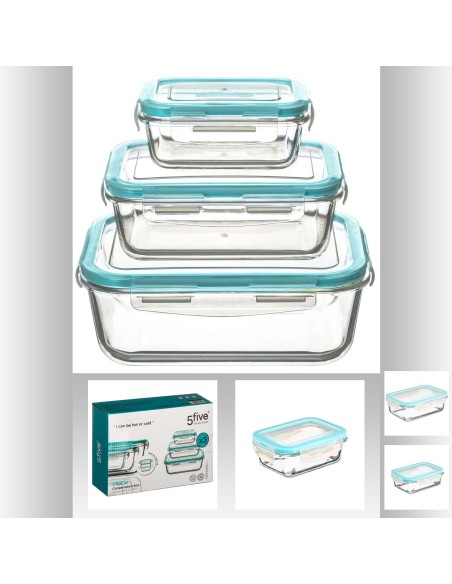 Boite rect verre x3 clipeat gm L. 23,5 x P. 17 x H. 9 cm