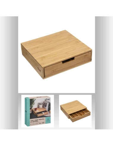 Tiroir porte multi caps bambou L. 34,5 x P. 30,5 x H. 8 cm