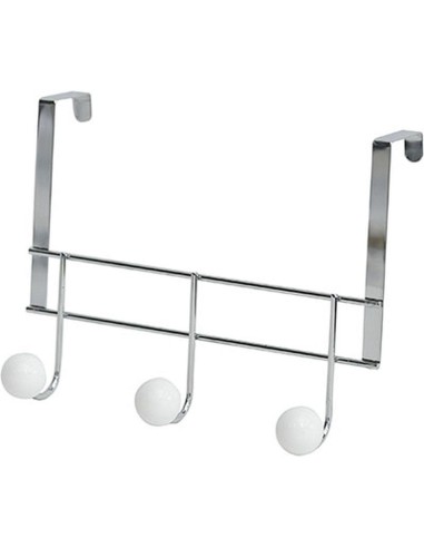Patere metal 3 crochets resine blanche   chrome blanc