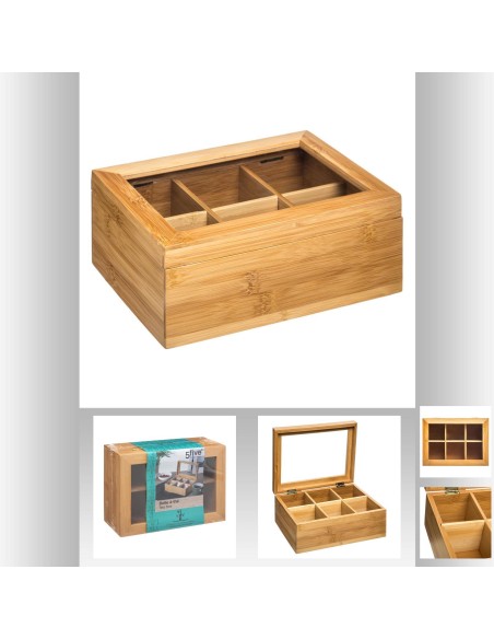 Boite the 6comp bambou L. 22 x P. 16 x H. 8,7 cm