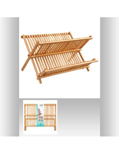 Egouttoir pliant 2niv bambou L. 42 x P. 33,5 x H. 25,5 cm