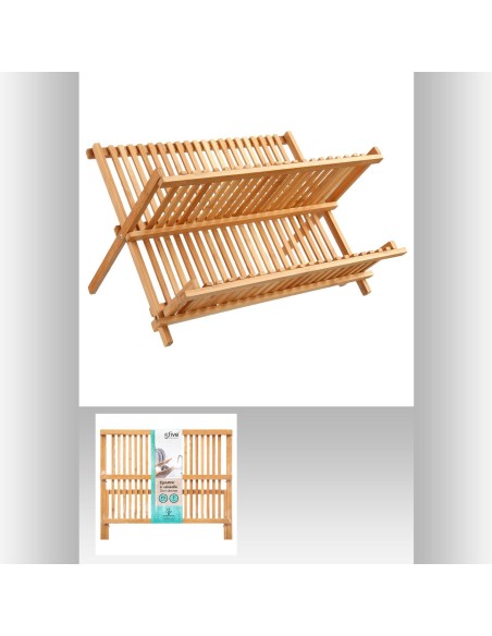 Egouttoir pliant 2niv bambou L. 42 x P. 33,5 x H. 25,5 cm