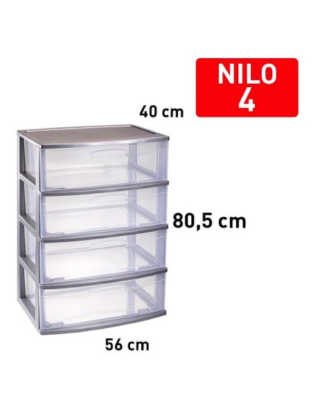 Bloc de rangement nilo 4 tiroirs argent