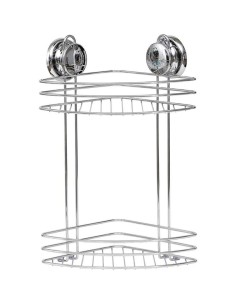 Etagere d'angle metal 2 niveaux sur ventouses   chrome