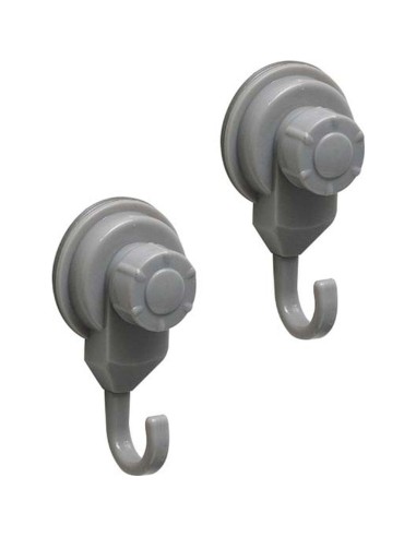 Set de 2 crochets promo pp sur ventouses   gris
